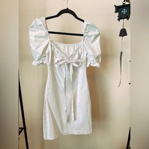 Puff-Sleeve Sweetheart Neckline Mini Sheath Dress